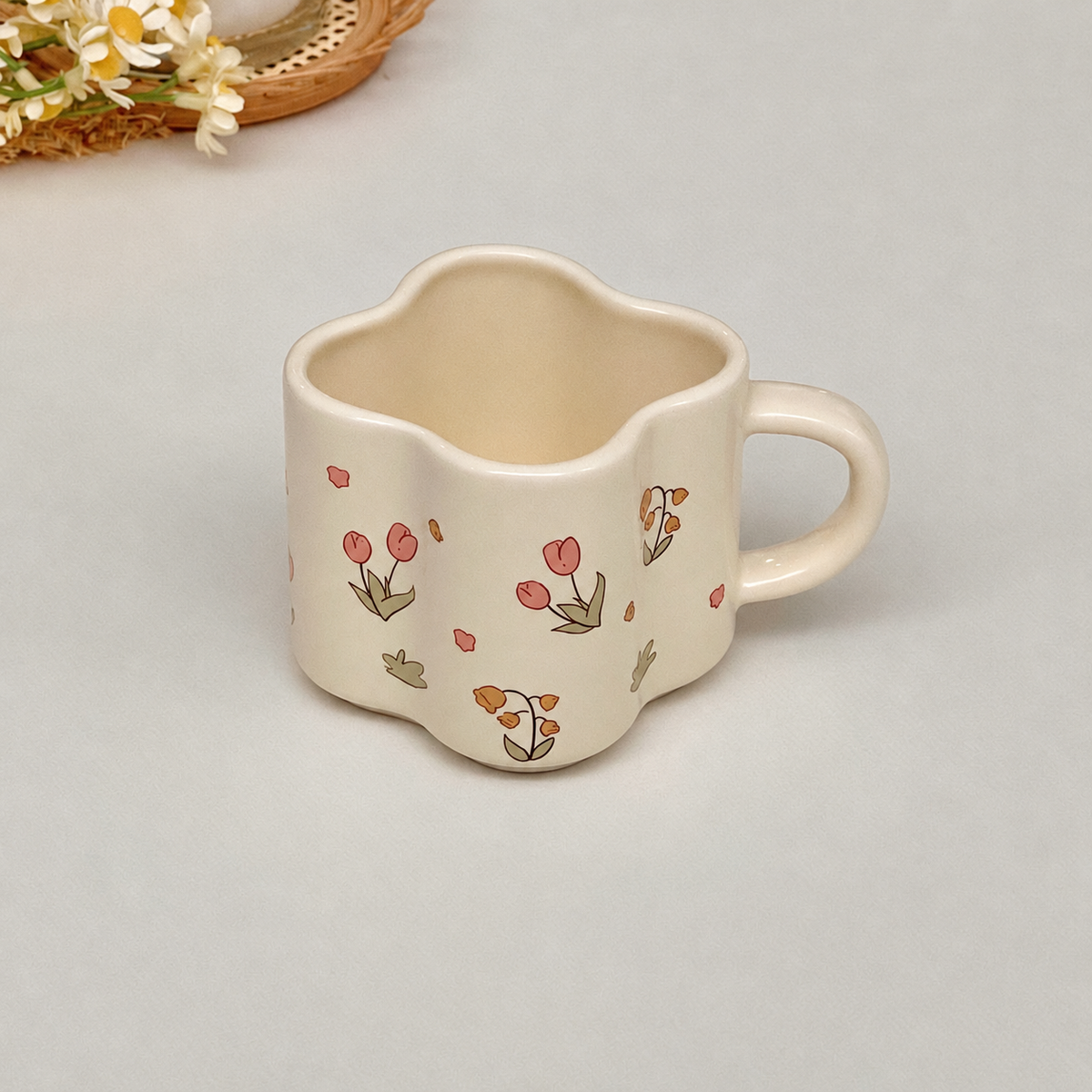 Tazza e piattino in ceramica a tulipano – 120 ml – Immagine 6