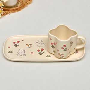 Tazza e piattino in ceramica a tulipano – 120 ml – Immagine 9