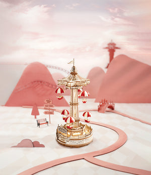 Torre delle mongolfiere in legno con luci e musica – Immagine 8